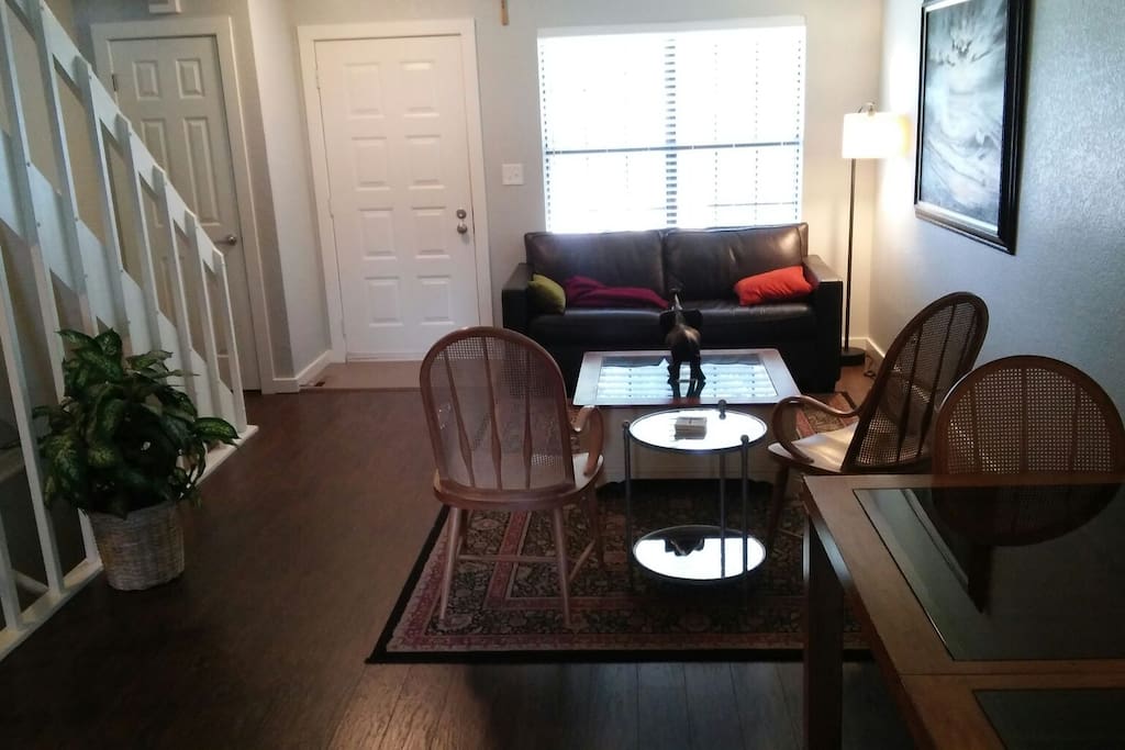 The living room is warm and inviting.