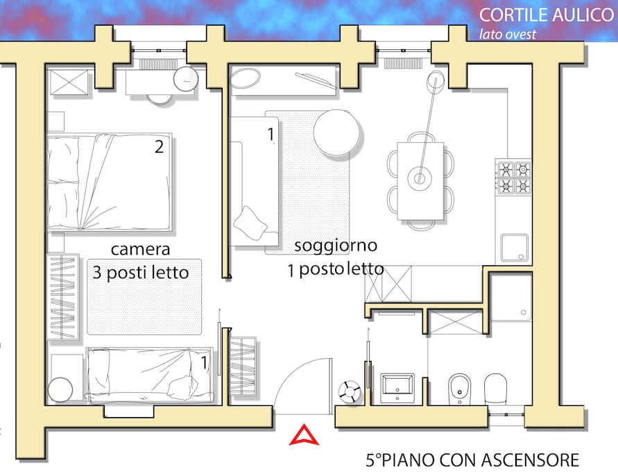 planimetria appartamento su cortile interno