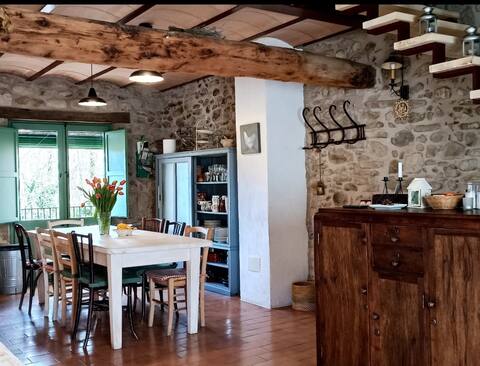 Rustic house with patio