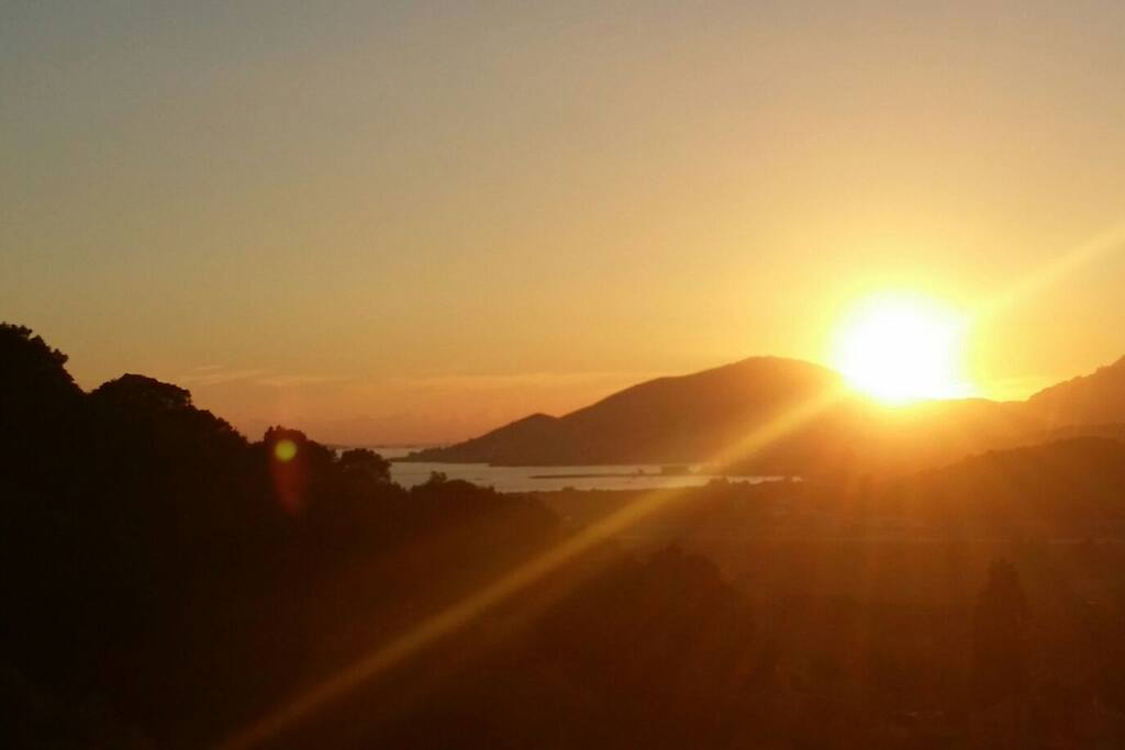 Vue soleil couchant de la terrrasse