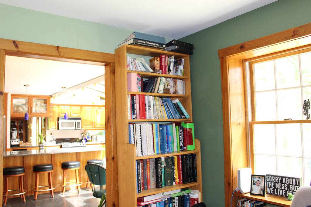View from mudroom which has desk and computer hook up