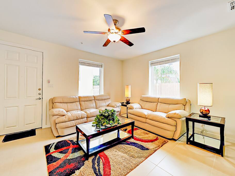 Unwind on the sofa (converts to a sleeper sofa) and loveseat.
