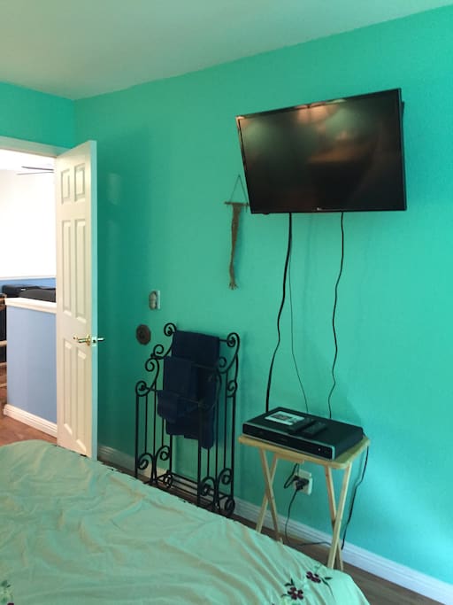 TV screen with DVD player
(no TV, but lots of movies)