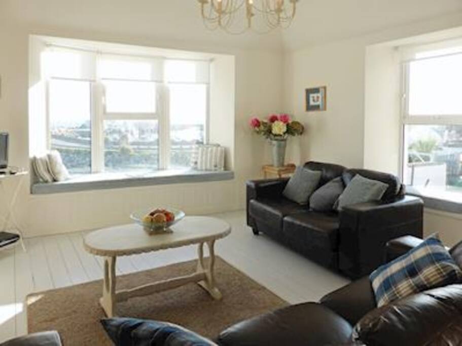 Living room overlooking beach