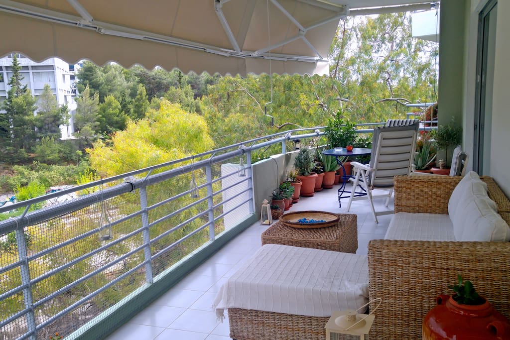 Relaxing area on the main-east balcony with relaxing views