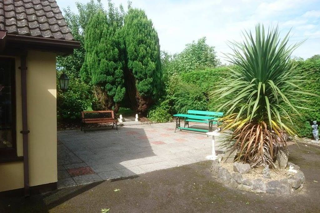 Patio seating area .
