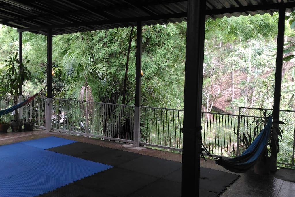 yoga/play deck with hammocks