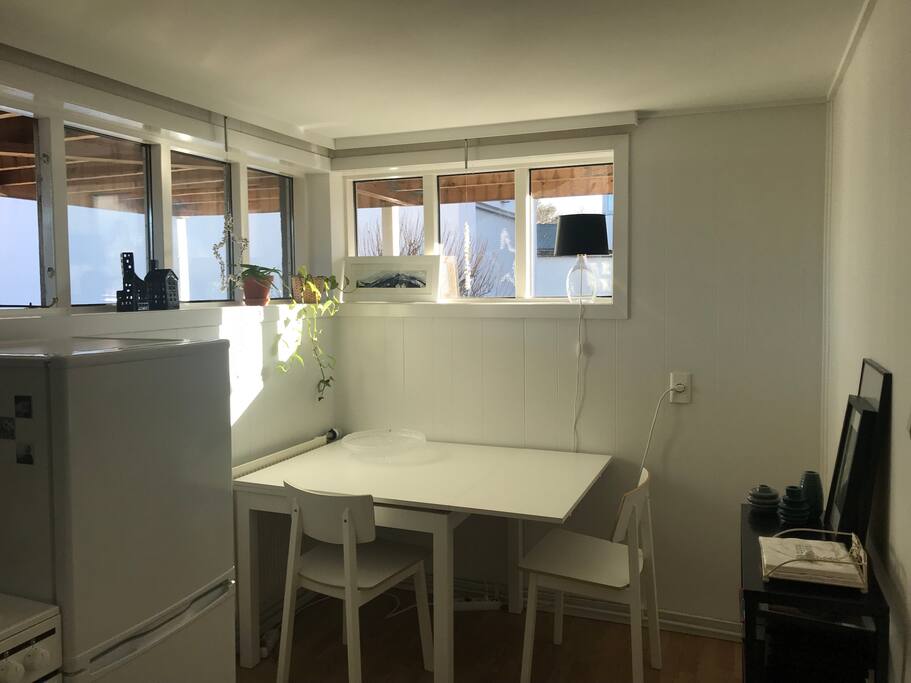 Kitchen with expandable table.