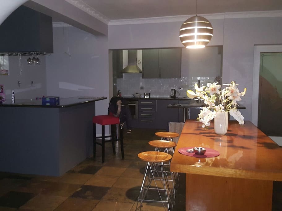 Kitchen , dinning room , bar area open plan