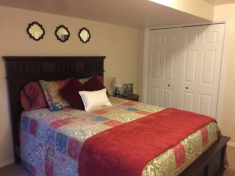 Comfortable queen-size bed and lots of storage for your gear.