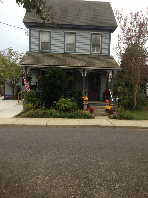 This is front of house and door to guest space. Off street parking is provided to left