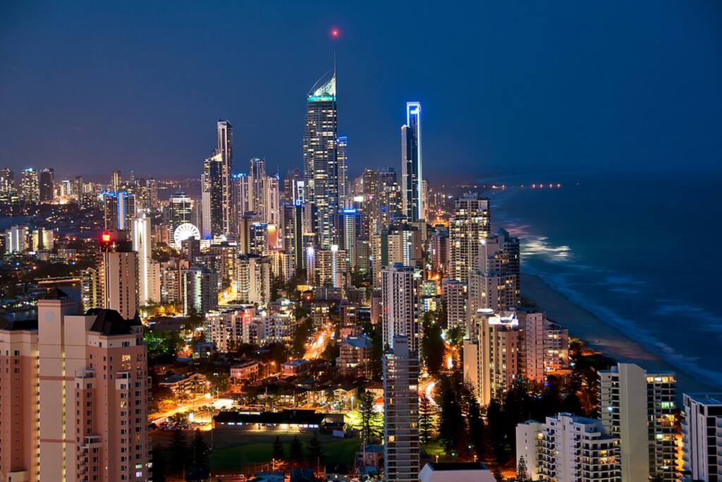 Spectacular Gold Coast skyline with ocean views