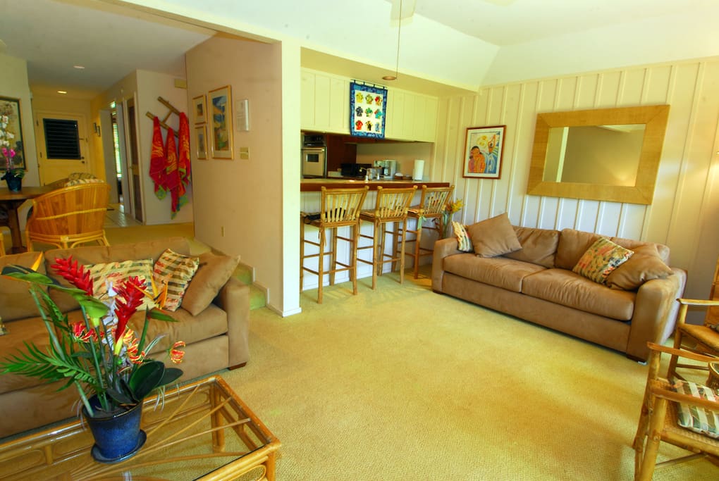 Spacious living room with two queen pull out couches