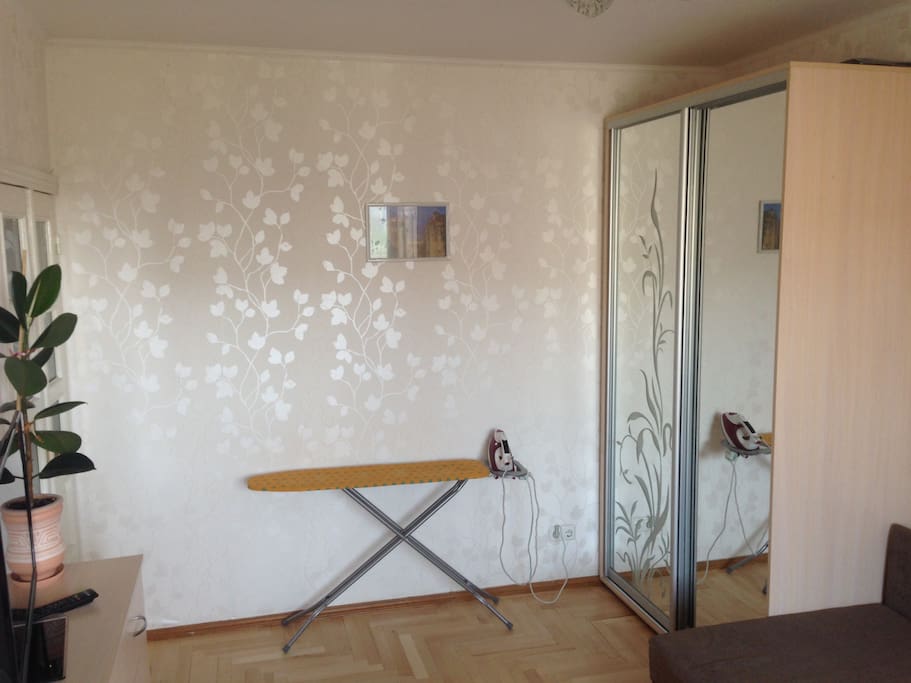 Guest is provided with a couple of shelves and coathangers