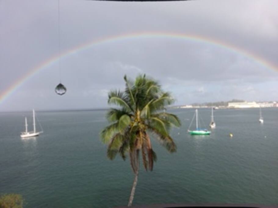 After the rain view from balcony. Rainbows are common here.