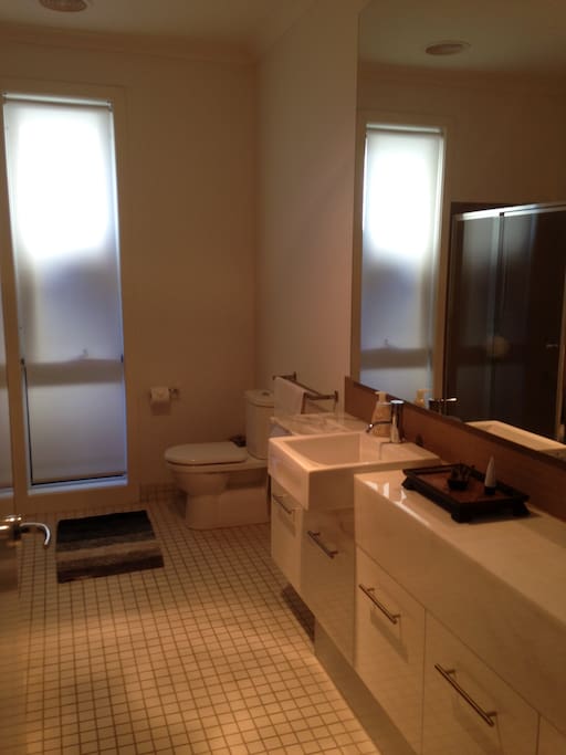 Full size bathroom with shower and bath, seperate and just for you