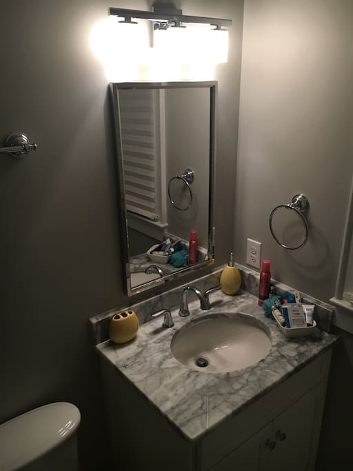 Your own shower and bathroom that is accessed from the room. We've got toiletries and stuff for you too.