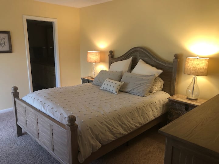 master bedroom with new puffy mattress