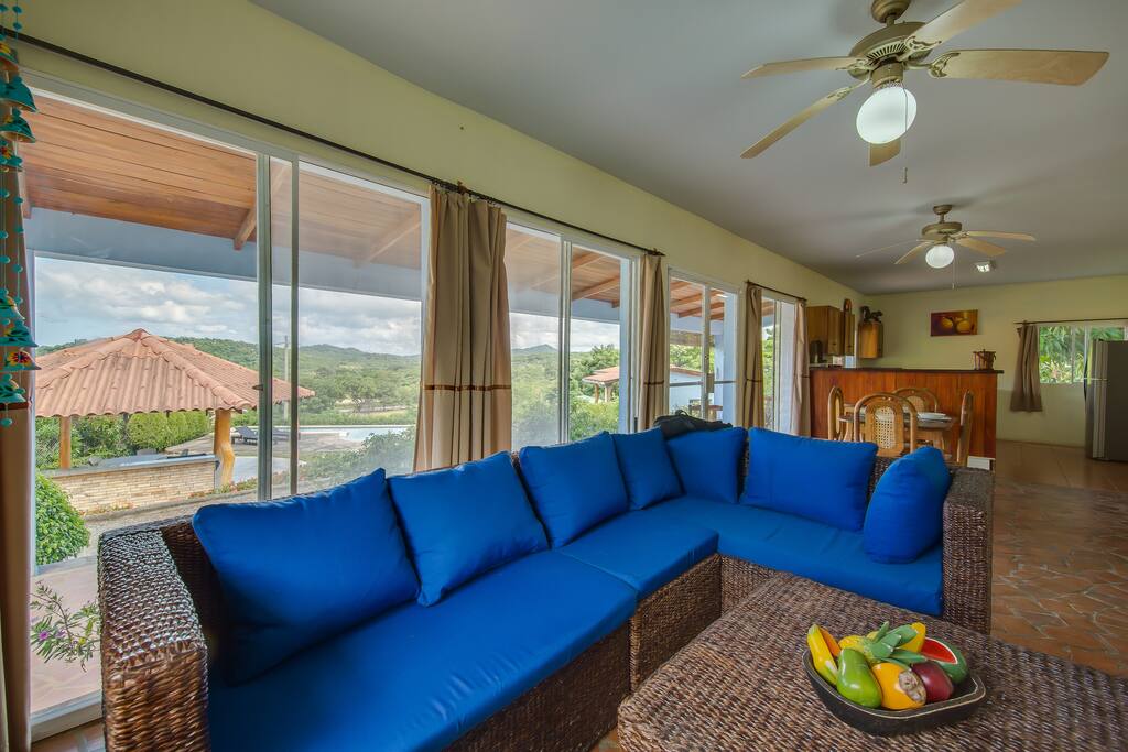 Spacious living room with comfortable sectional for lounging