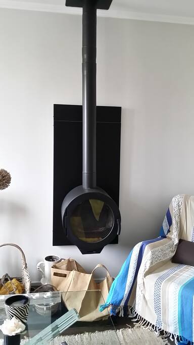 Un poêle à bois design dans le salon