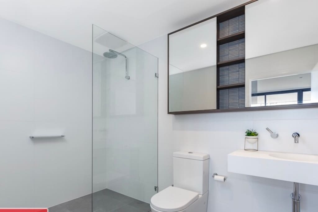 Well equipped bathroom area.