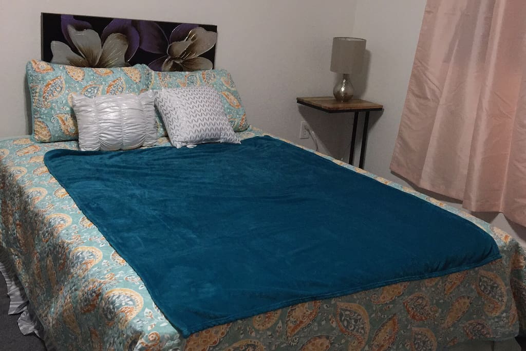 A comfortable bed.