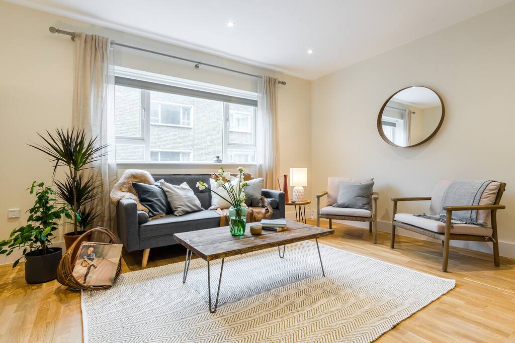 The stylish living area on the first floor.