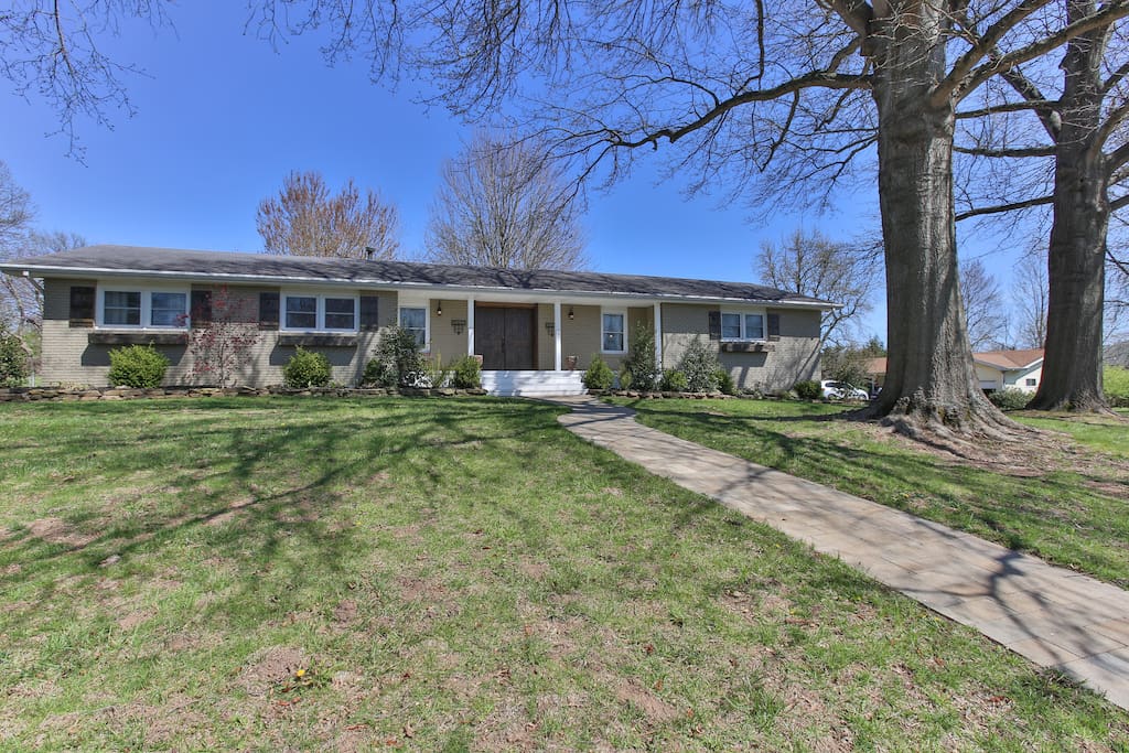One level ranch style home on a corner lot