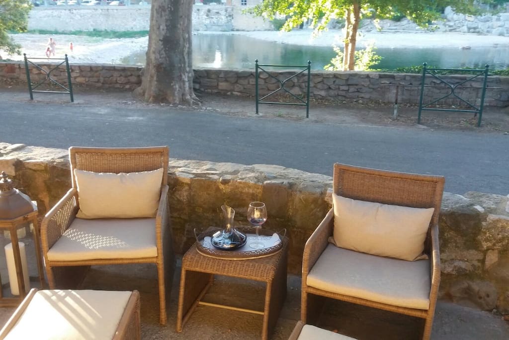 Terrace overlooking the river Cesse