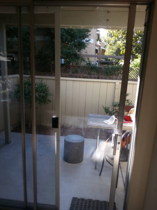 Refreshing patio directly out front