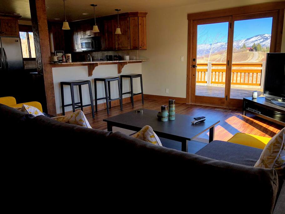 See Mt. Werner from the living room couch