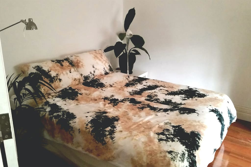 Bed with plants