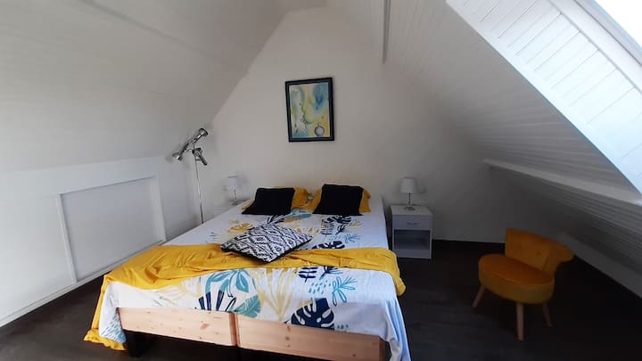 Grande chambre MARINE (5eme chambre) 
lit 160x200 (peut se séparer en 2 lits de 80x200)