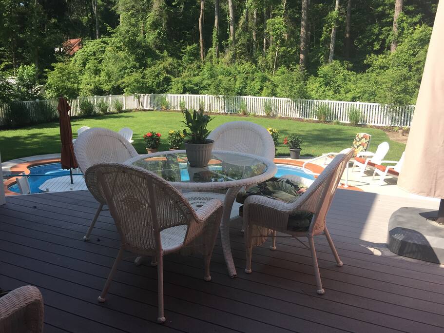 Deck overlooking pool