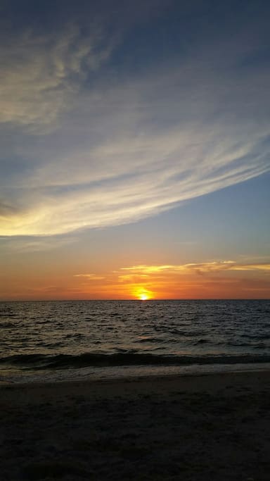 Drum Circle every Wednesday and Saturday, Sunsets every evening at Nokomis Beach.