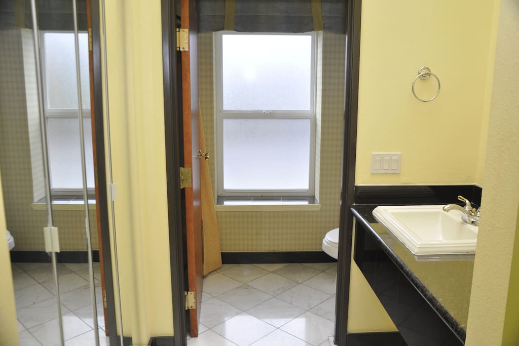 Bathroom, Shower, Vanity and Closet