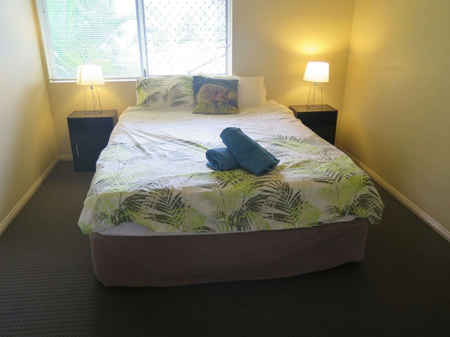 your spacious bedroom with Queen bed