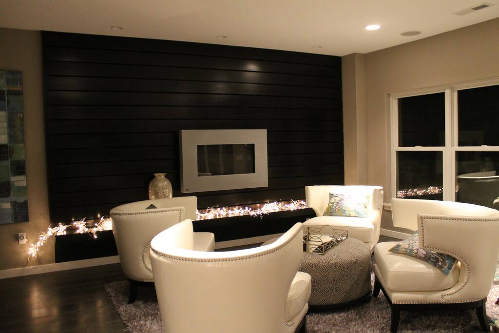 Seating area next to basement bar