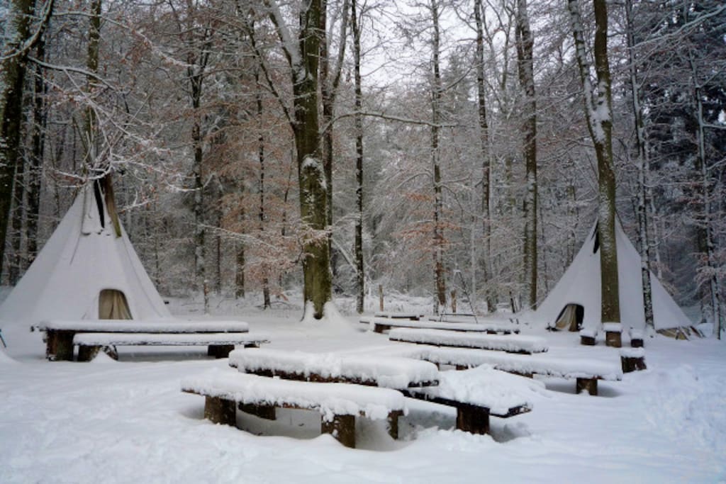 some guests also come in the winter- with a bondfire inside the tipi to stay warm!