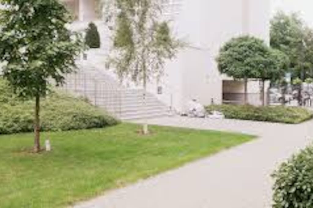 outside the building