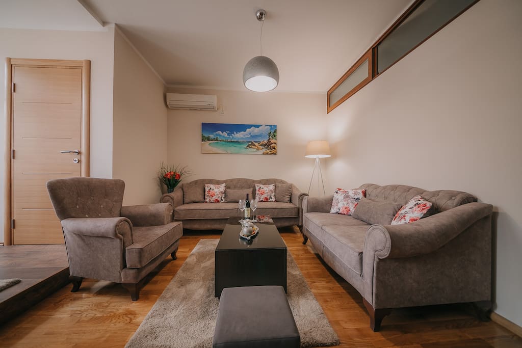 living room with pull out sofa