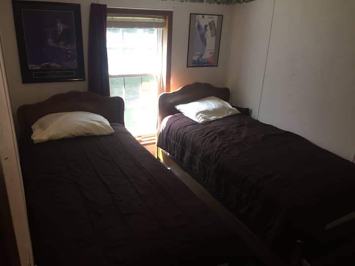 Twin bedroom.  Two twin, extra long beds.