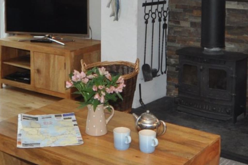 Bespoke fireplace with log burning stove