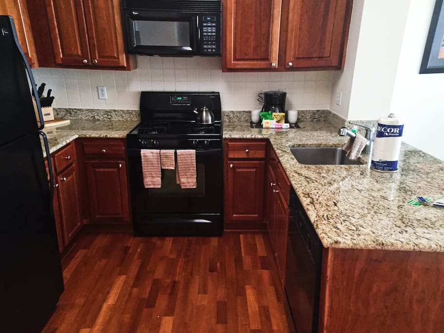 Open kitchen with all your cooking needs.
