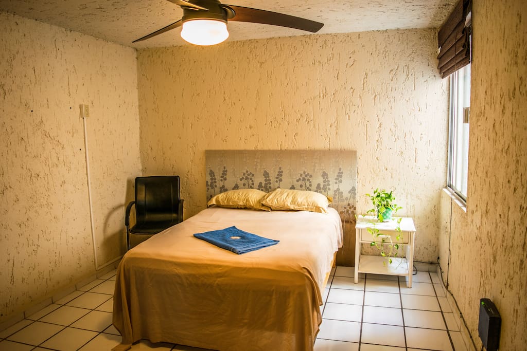 main bed + fan above