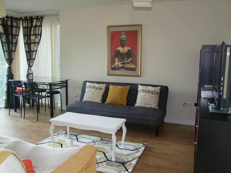 There's also a dining table in the living room with seating for 6 people