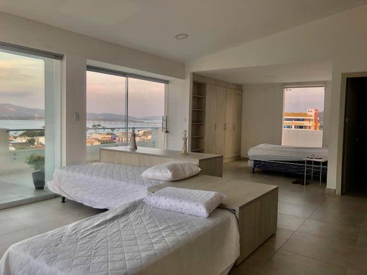 Suite
(Not included, please contact internally)

1 double bed 
3 full and half beds 