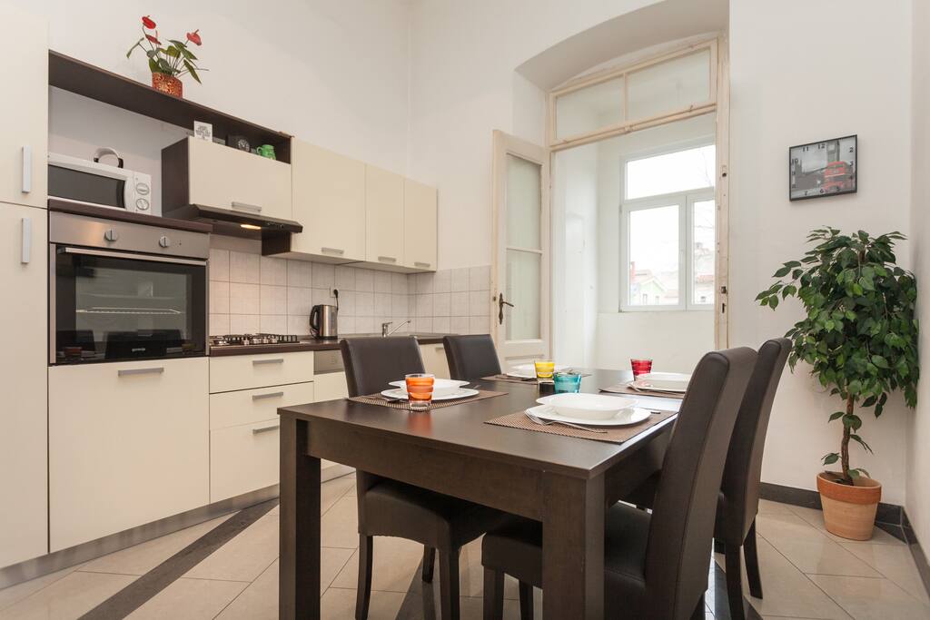 Kitchen and dining table