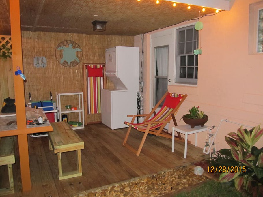 Stack washer and dryer in your private backyard