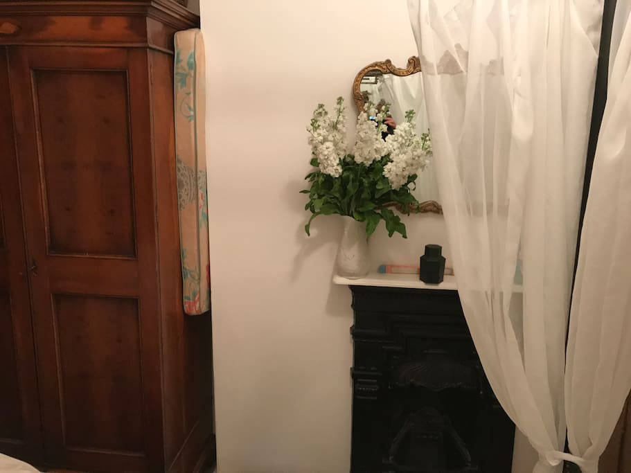 Fireplace & wardrobe